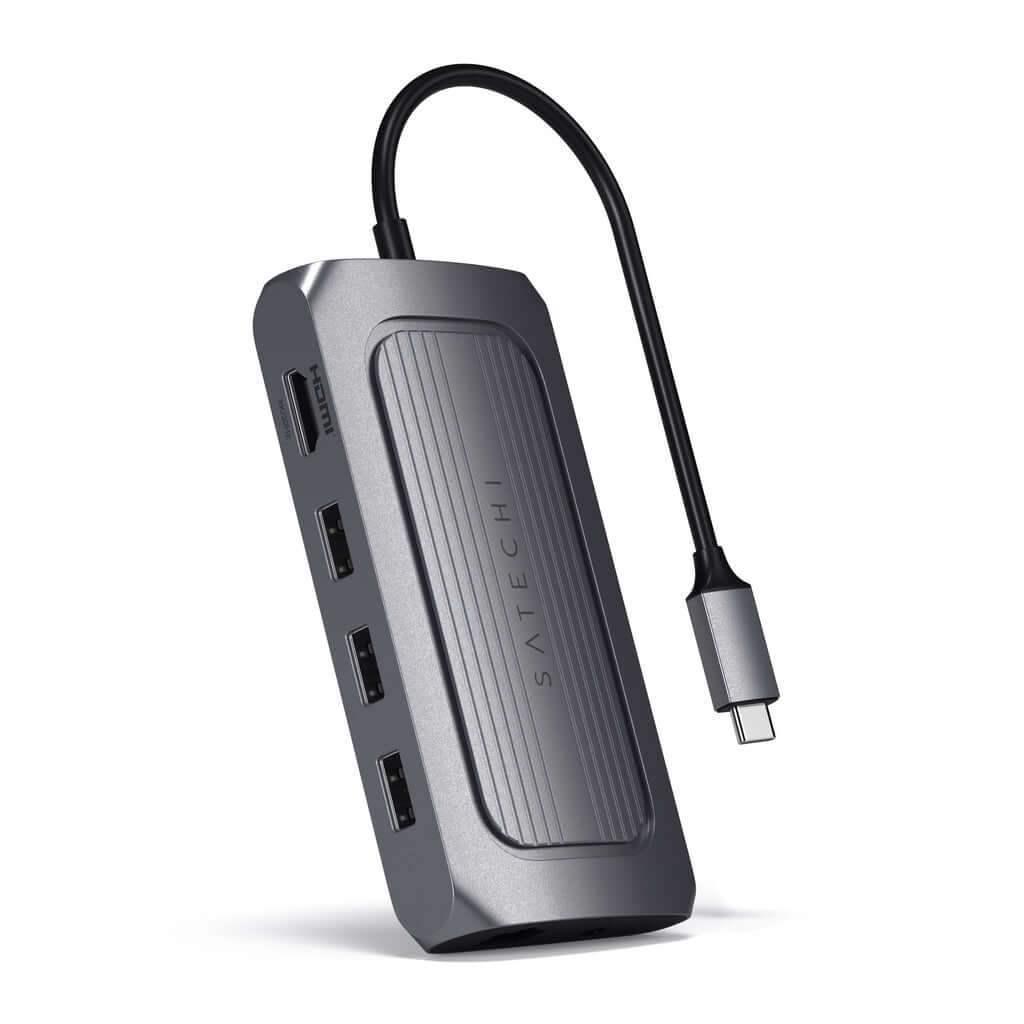 Adapter USB-C z wieloma portami, w tym HDMI i USB, do rozbudowy stanowiska biurowego
