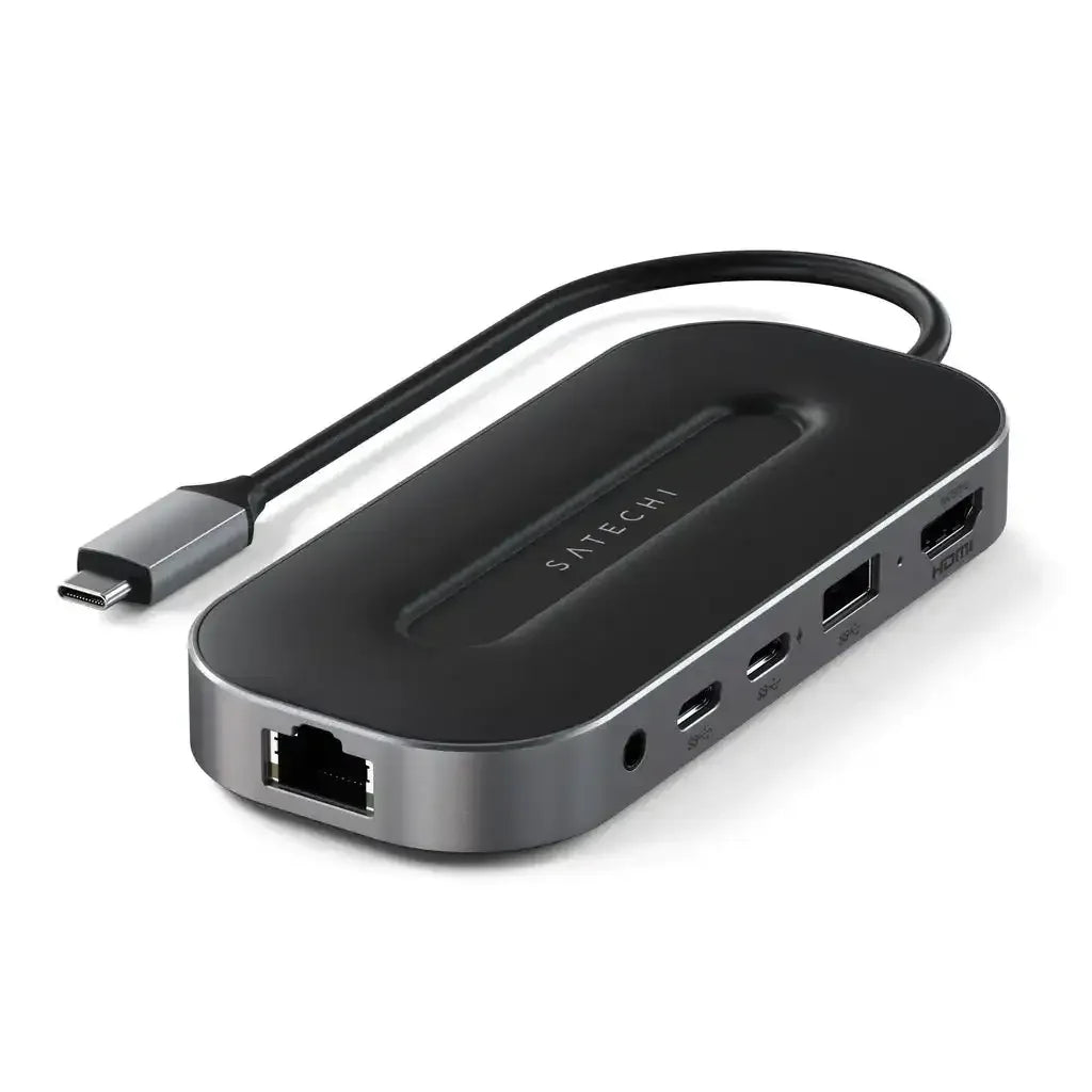 Hub USB-C z portem Ethernet, HDMI, USB i USB-C, adapter biurowy na biurko