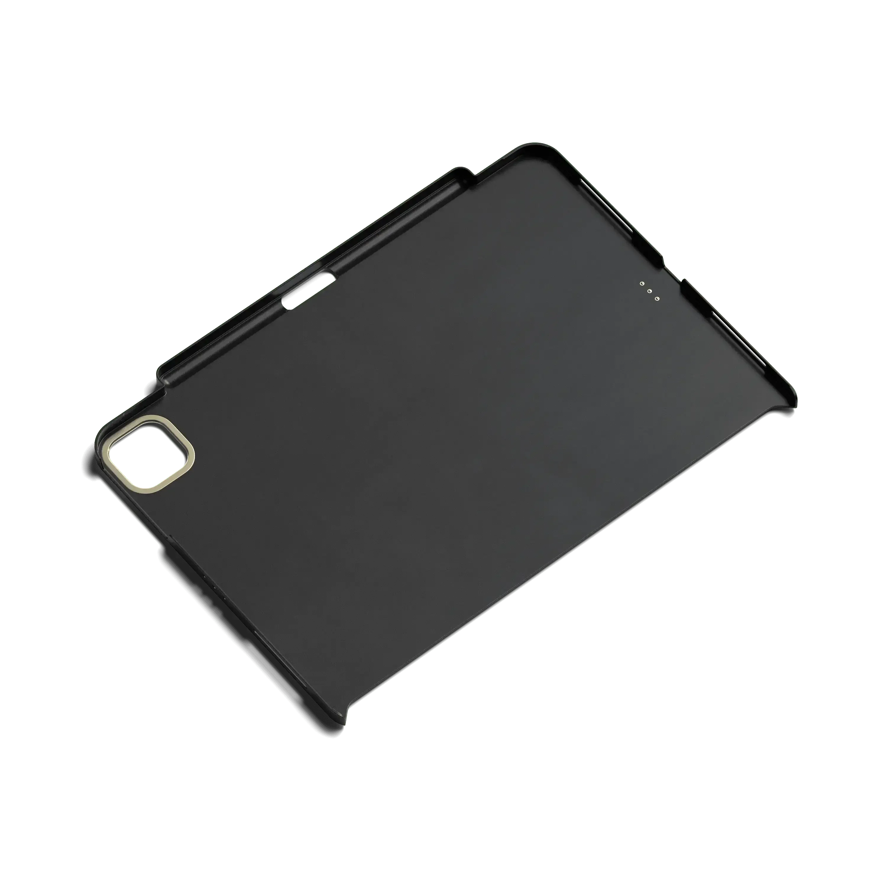 Czarna wegańska skórzana etui magnetyczne na iPad Pro, widok z tyłu, wycięcie na aparat