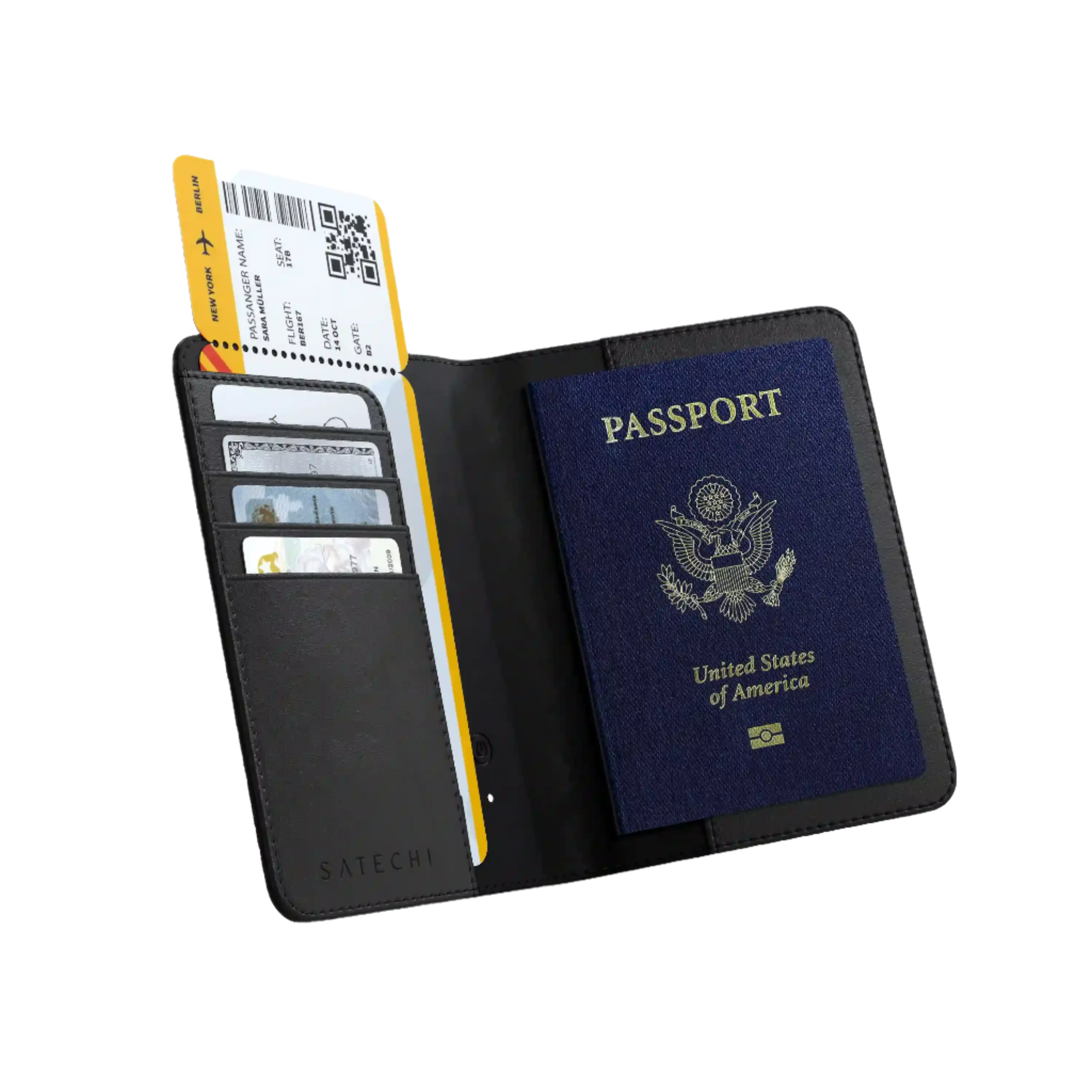 Satechi - Vegan - Leather Passport Cover with Find My - Etui na Paszport z Funkcją Śledzenia