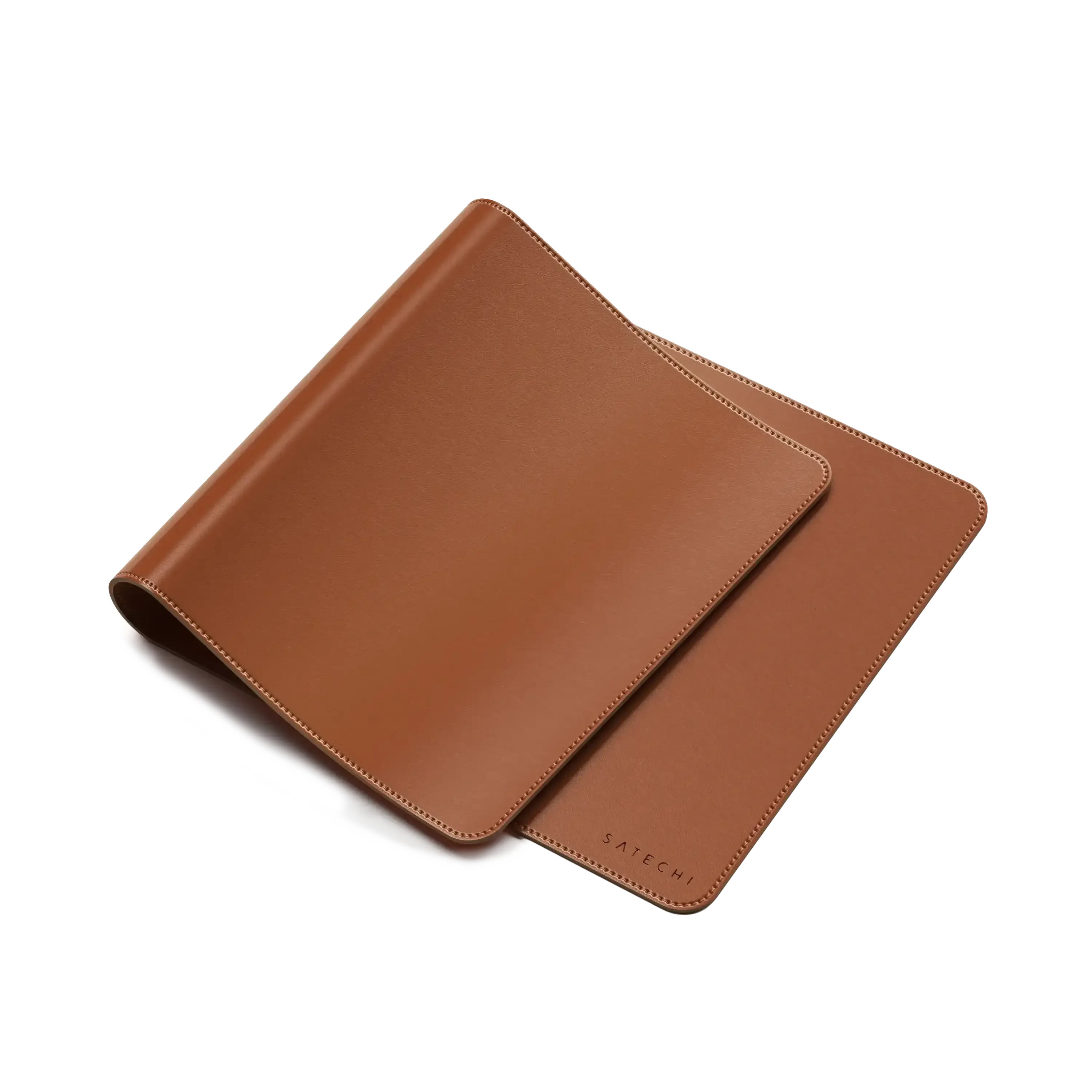 Brązowa mata na biurko z wegańskiej skóry, minimalistyczny design, akcesorium do home office