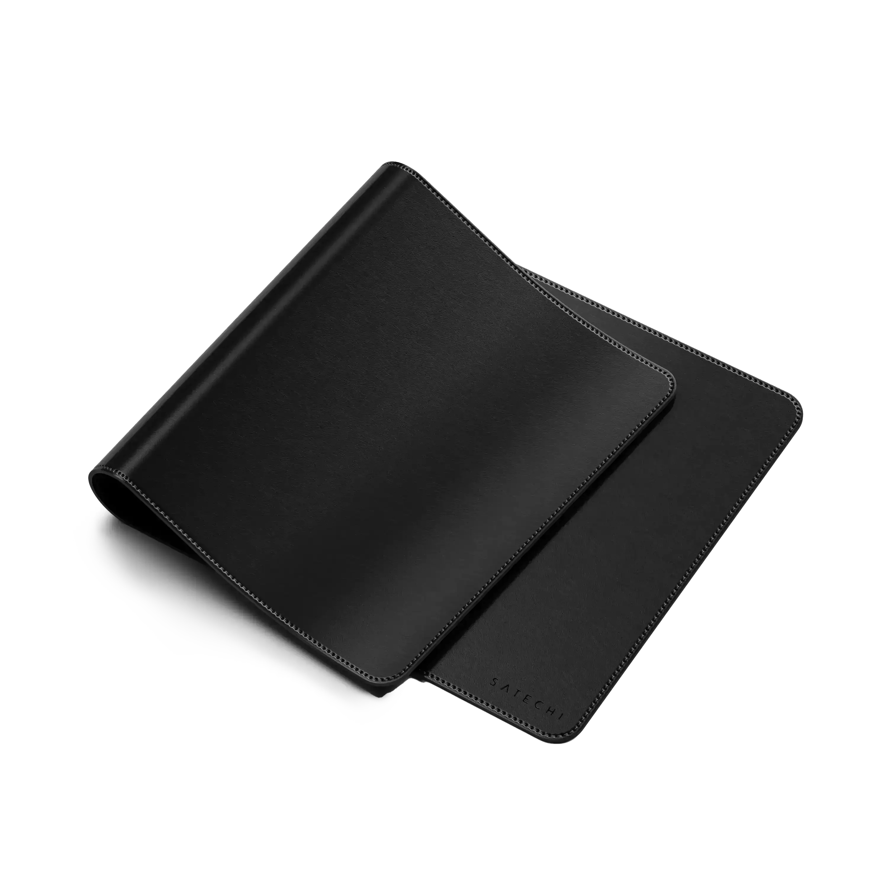 Czarna mata biurkowa z wegańskiej skóry, elegancki dodatek do home office