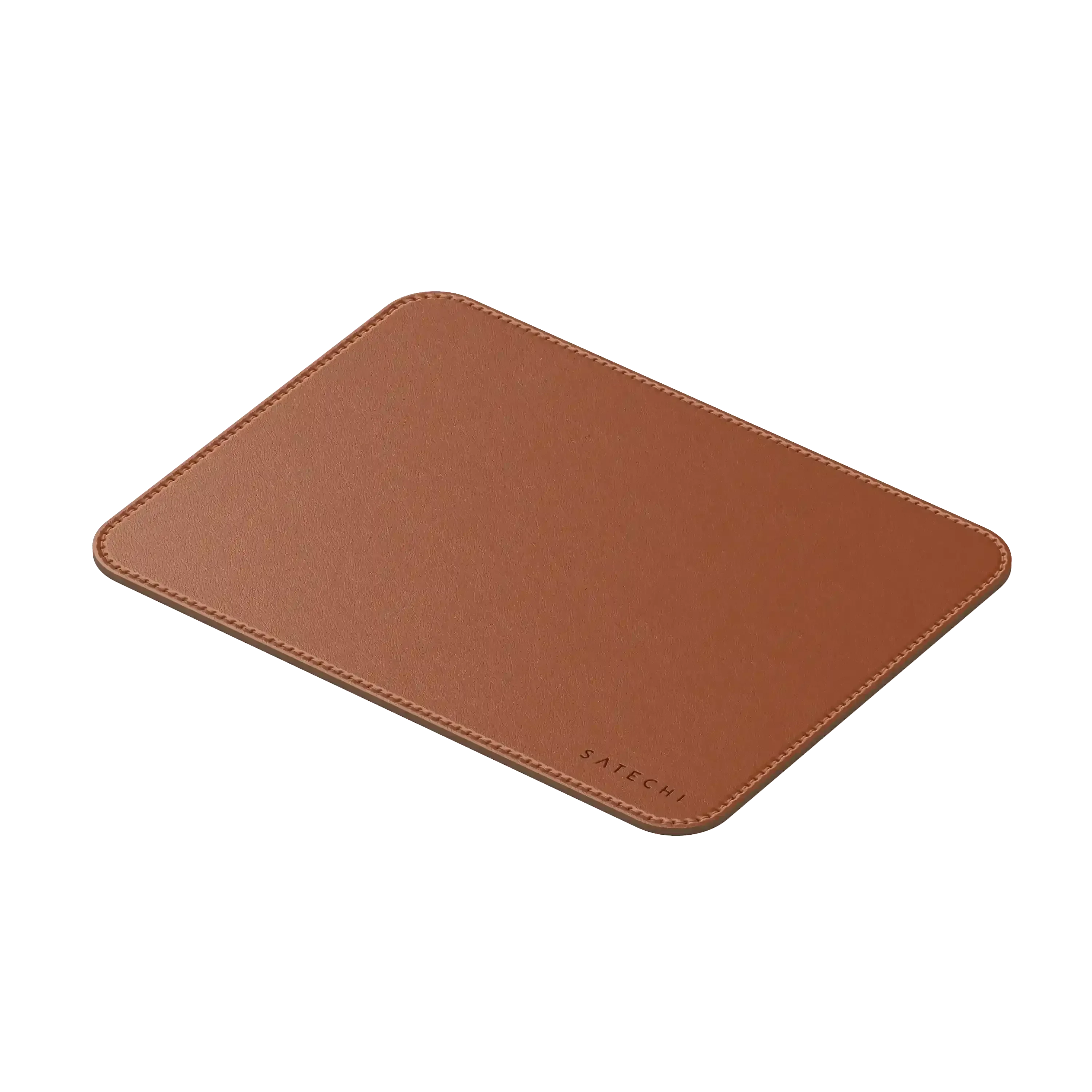 Brązowa mata pod mysz z wegańskiej skóry, minimalistyczny design, akcesoria biurowe