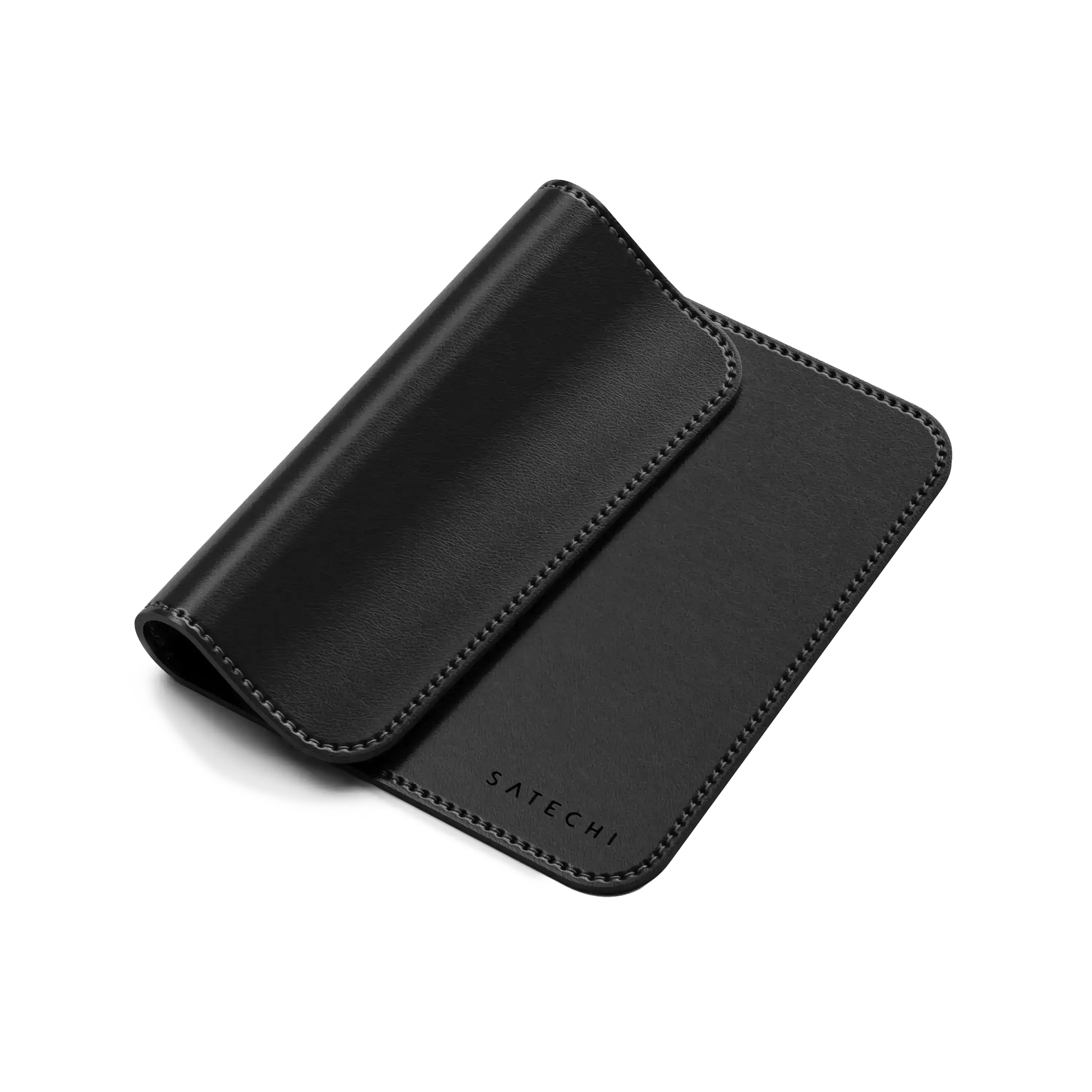 Czarna mata pod mysz z wegańskiej skóry, eleganckie wykończenie, minimalistyczny design