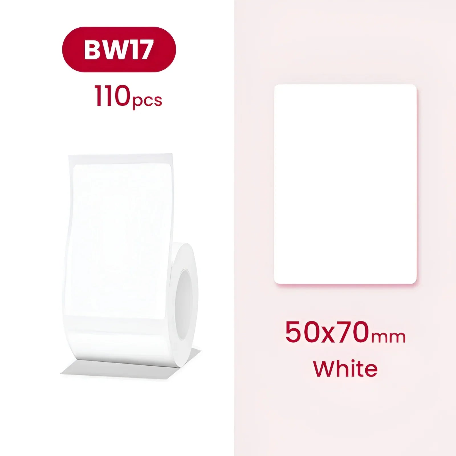 Biały papier termiczny BW17, 50x70 mm, 110 sztuk – idealny do etykietowania w biurze domowym