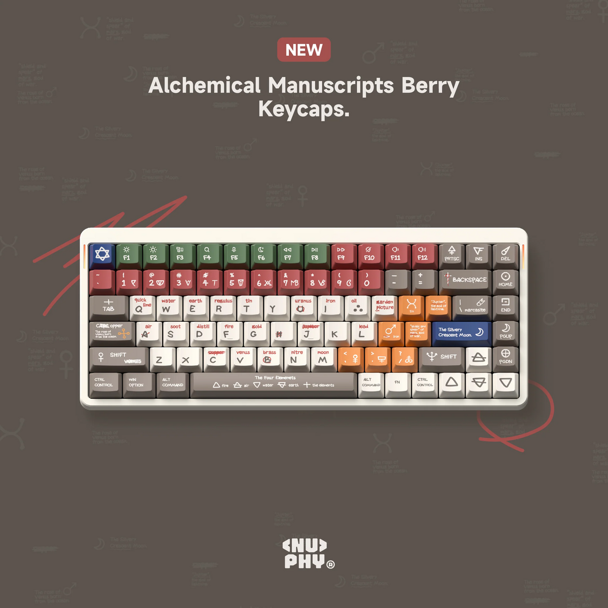 NuPhy - Alchemical Manuscripts Berry Profile Dye-Sub PBT Keycaps - Zestaw Keycapów
