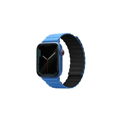 Niebiesko-czarny pasek do smartwatcha, nowoczesny design, akcesorium biurowe