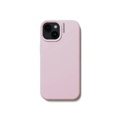 Różowe etui ochronne na smartfona z napisem NUDIENT, minimalistyczny design