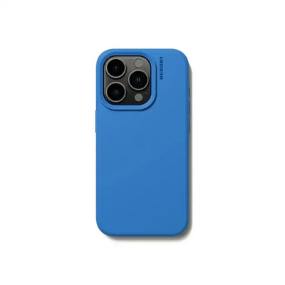 Niebieskie etui na telefon z trzema obiektywami, minimalistyczny design