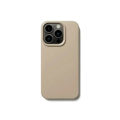 Beżowe etui na smartfona z wycięciem na potrójny aparat, minimalistyczny design