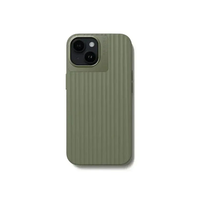 Zielone etui ochronne do smartfona z pionowymi żłobieniami, minimalistyczny design