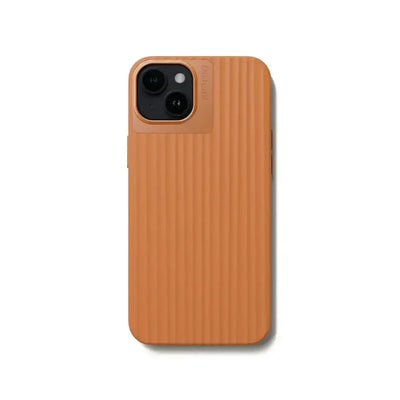 Pomarańczowe etui ochronne na smartfona z pionowymi żłobieniami, minimalistyczny design