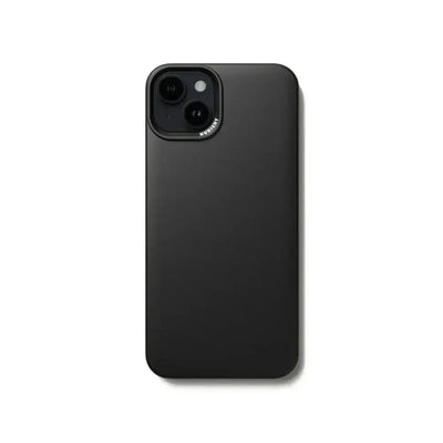 Czarny etui na smartfona z wycięciem na aparat, minimalistyczny design, akcesoria telefoniczne