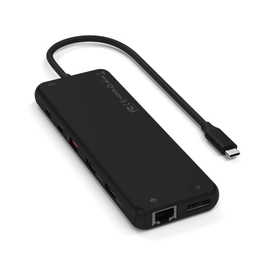 Czarny adapter USB-C 13w1 z wieloma portami do biurka, porty HDMI, USB, Ethernet