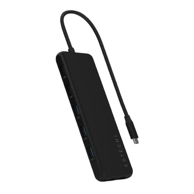 Czarny adapter USB-C z wieloma portami, rozszerzenie do laptopa, akcesoria biurowe
