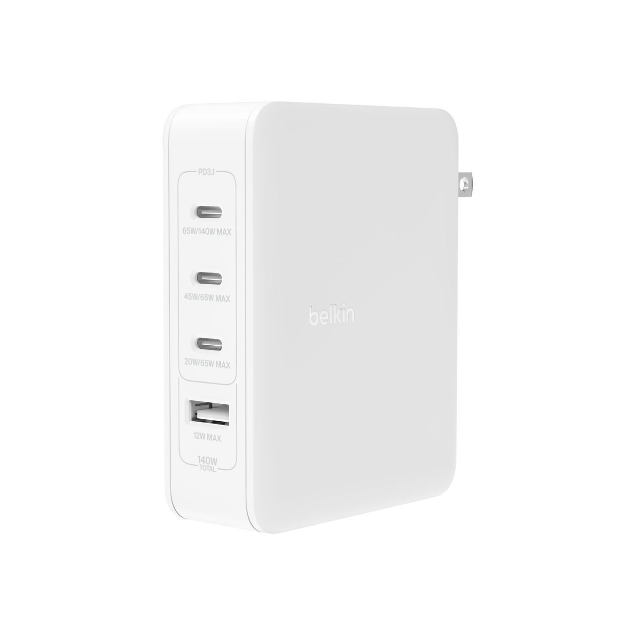 Belkin - BoostCharge Pro 140W 4-Port GaN Wall Charger - Poczwórna Ładowarka Sieciowa 140W