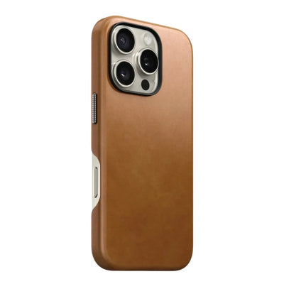 Brązowe etui do smartfona, skórzane, minimalistyczny design, ochrona telefonu