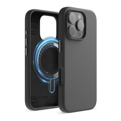 Czarny etui MagSafe na smartfon z wycięciem na aparat, minimalistyczny design