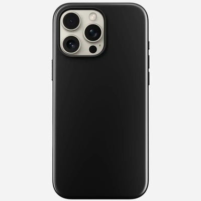 Czarny silikonowy case na smartfona z widocznym modułem aparatu, minimalistyczny design