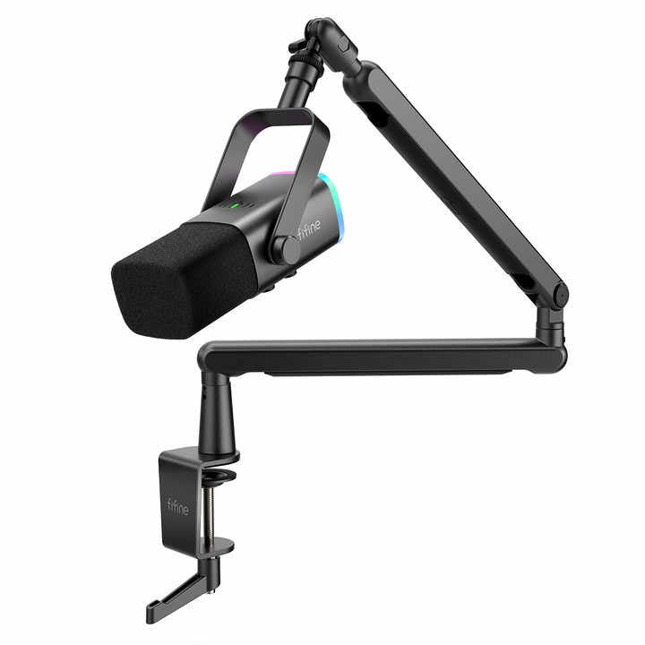 Fifine - AmpliGame - TAM8 Studio Dynamic Microphone With Boom Arm Stand - Studyjny Mikrofon Dynamiczny XLR/USB z Pantografem