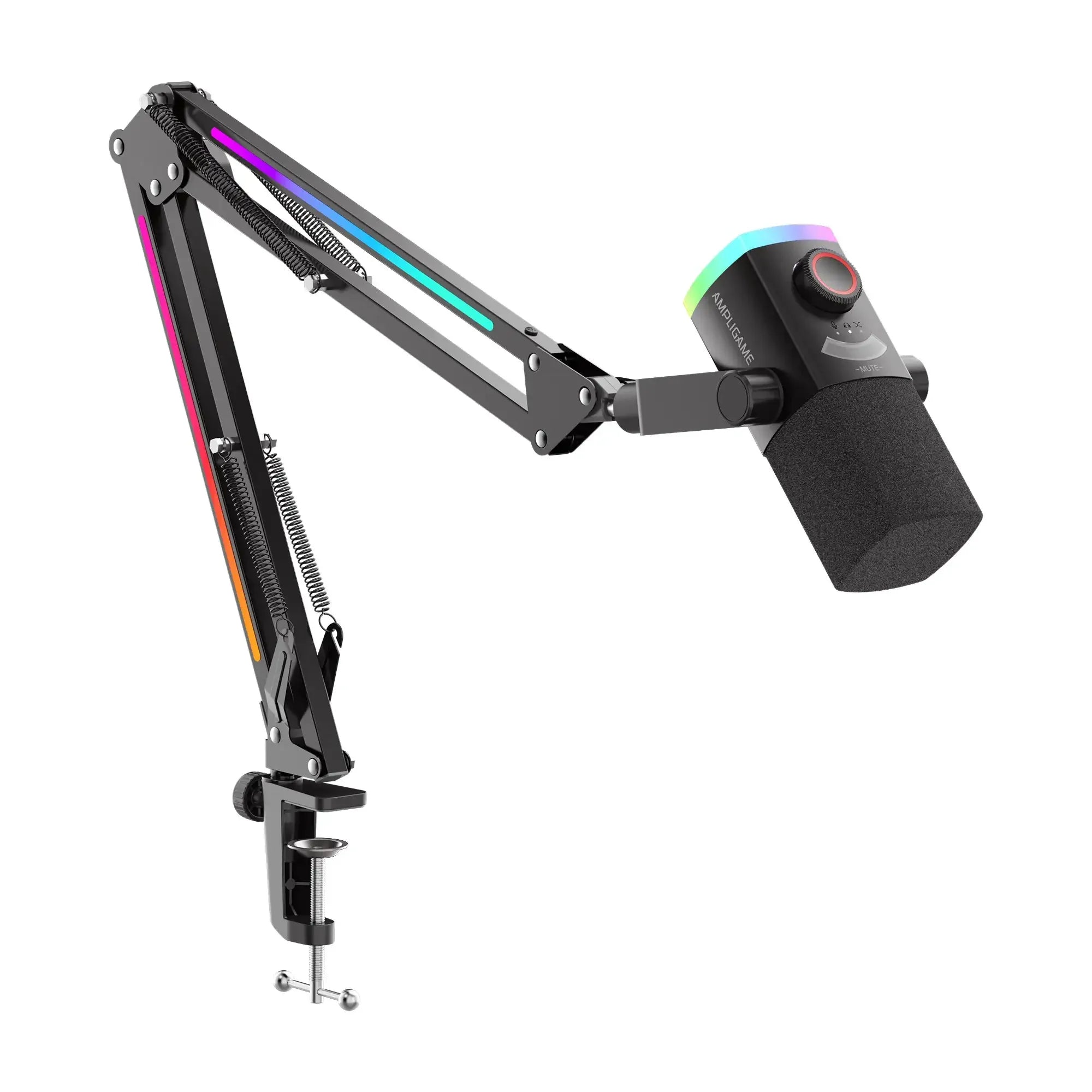 Fifine - AmpliGame - AM8PROT USB/XLR Dynamic Microphone Kit with RGB Boom Arm Stand - Mikrofon Dynamiczny z Ramieniem