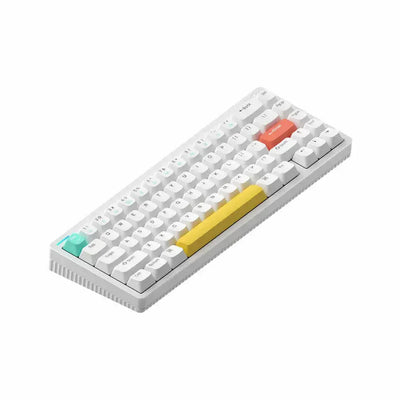 Biała klawiatura mechaniczna z kolorowymi keycapami, idealna do biura i home office.