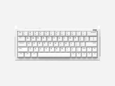 Biała klawiatura mechaniczna EZ63 z keycapami na biurko, minimalistyczny design