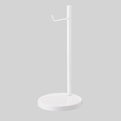 Biały stojak na słuchawki, minimalistyczny design, akcesorium biurowe na biurko