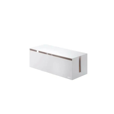 Biała skrzynka na kable do organizacji przewodów na biurko, minimalistyczny design