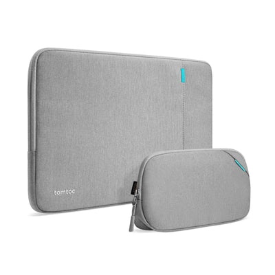Szara torba na laptopa i etui na akcesoria biurowe do home office, minimalistyczny design