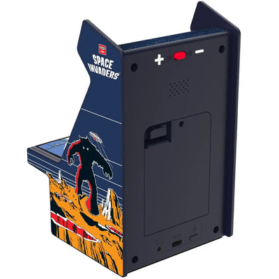 Miniaturowy automat arcade Space Invaders z grafiką retro, idealny do biura i domu