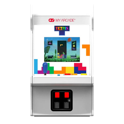 Mini automat arcade z kolorową grą Tetris, joystickiem i przyciskami do biura lub domu.