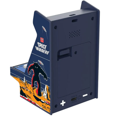 Miniaturowy automat arcade Space Invaders w kolorze granatowym, retro gadżet biurowy