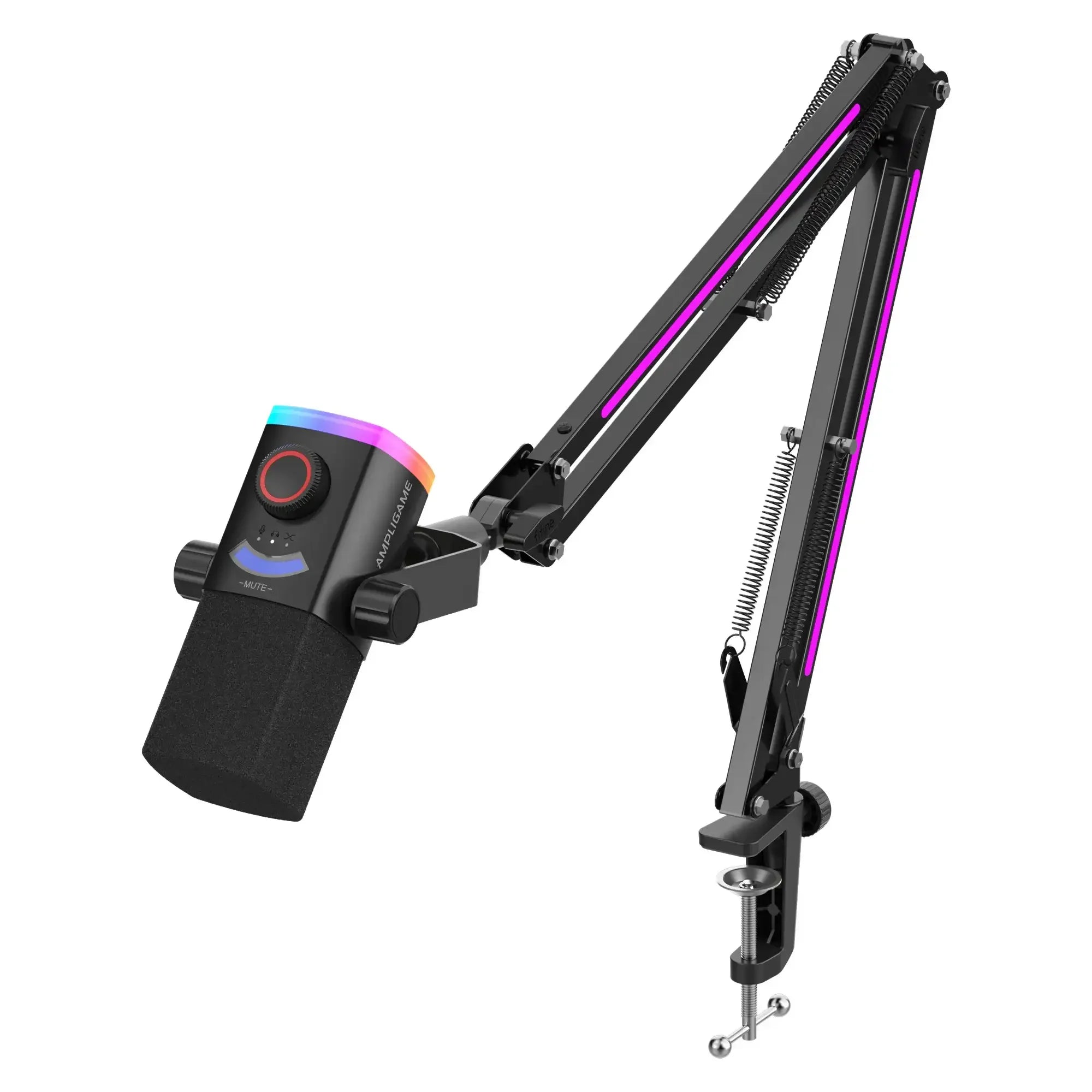 Fifine - AmpliGame - AM8PROT USB/XLR Dynamic Microphone Kit with RGB Boom Arm Stand - Mikrofon Dynamiczny z Ramieniem