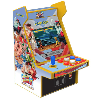 Mini automat arcade Street Fighter II z joystickiem i kolorowymi przyciskami
