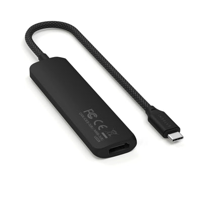 Czarny adapter USB-C 4w1 do laptopa z kablem w oplocie, akcesorium biurowe