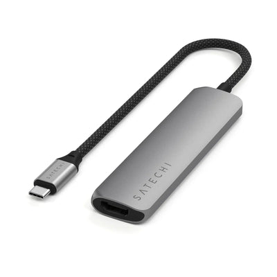 Adapter USB-C 4w1, multiport, kompaktowy, kolor szary, akcesorium biurowe