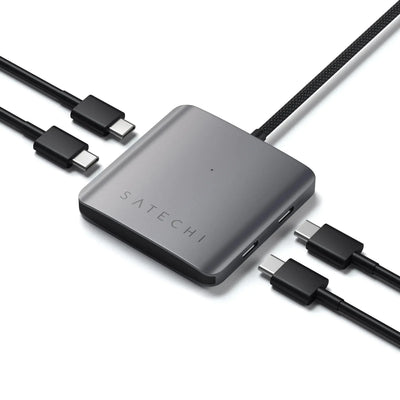 Czteroporotwy hub USB-C z ładowaniem PD, nowoczesny adapter biurowy na biurko