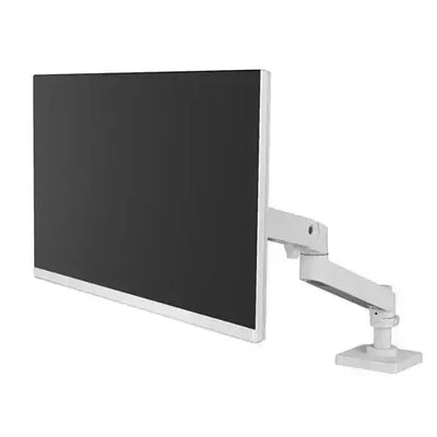 Biały uchwyt do monitora na biurko, regulowany, idealny do home office