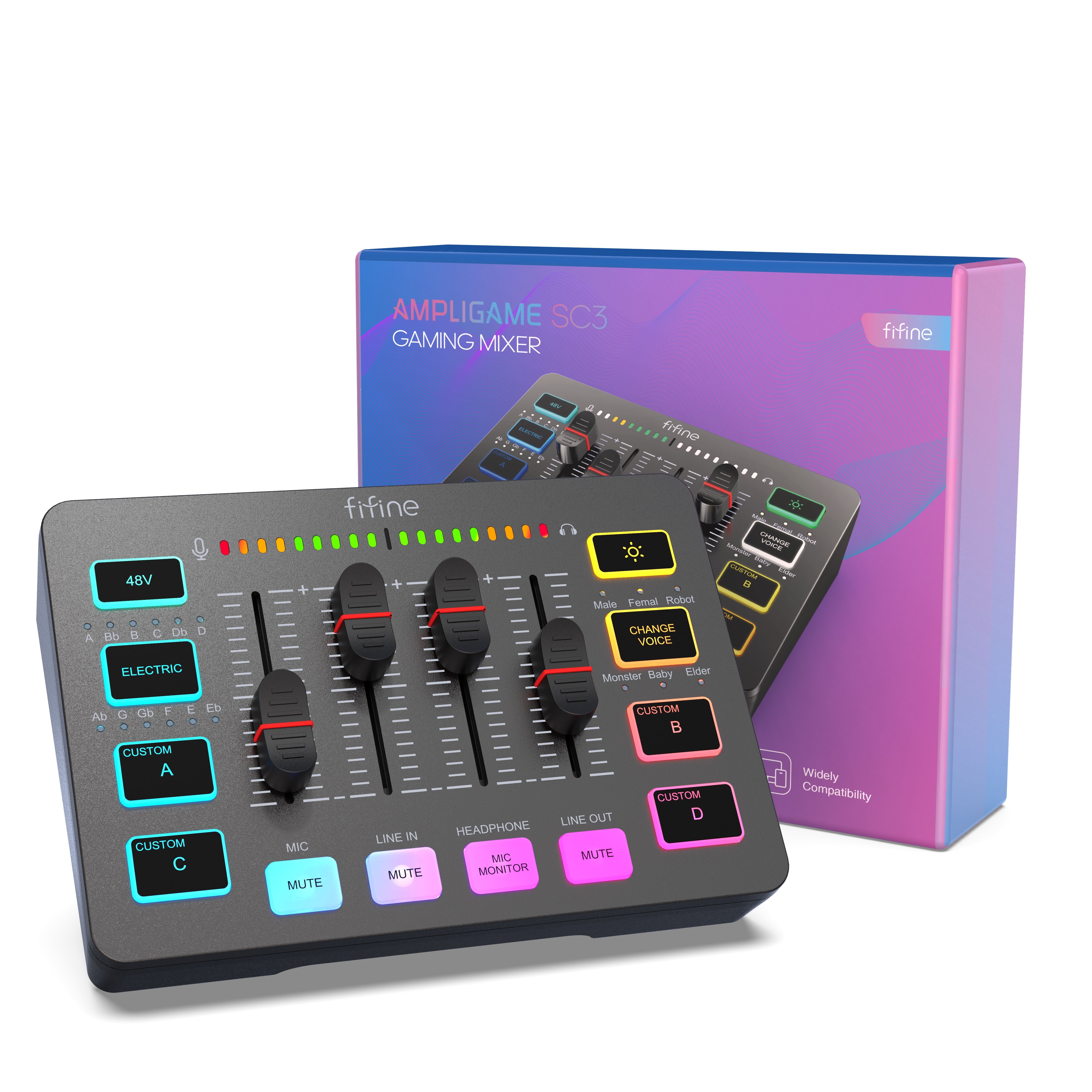 Fifine - AmpliGame - SC3 Audio Mixer - Mikser Audio
