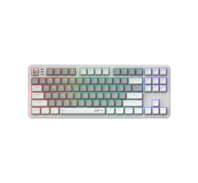 Kolorowa klawiatura mechaniczna RGB z keycapami, idealna do home office i desk setupu