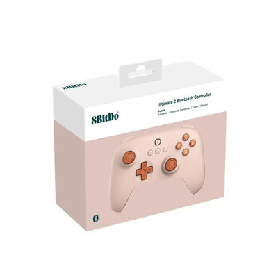 Bezprzewodowy gamepad 8BitDo Ultimate C Bluetooth, różowo-pomarańczowy, na białym tle