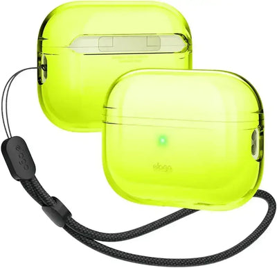 Żółte etui na słuchawki bezprzewodowe z czarnym paskiem, ochrona AirPods