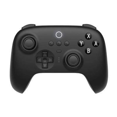 Czarny bezprzewodowy gamepad do gier z przyciskami ABXY i dwoma analogami