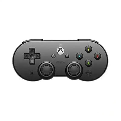 Czarny kontroler do gier retro z przyciskami XYAB i dwoma drążkami analogowymi