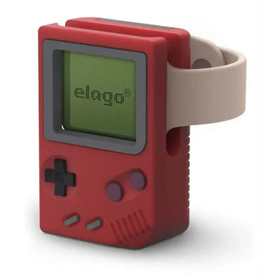 Czerwony stojak na zegarek w kształcie retro konsoli do zegarka Apple Watch