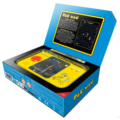 Konsola retro Pac-Man w żółtym opakowaniu, idealna jako prezent do biura lub domu