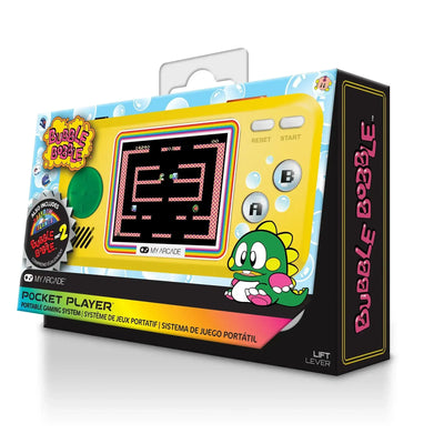 Kieszonkowa konsola do gier Bubble Bobble, żółta, w pudełku, retro gaming, akcesoria biurowe