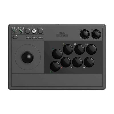 Czarny arcade stick 8BitDo z joystickiem i zestawem dużych przycisków do gier retro