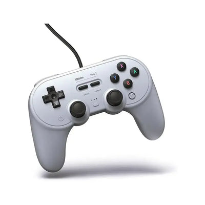 Szary kontroler do gier przewodowy, dwa analogi, przyciski ABXY, ergonomiczny gamepad